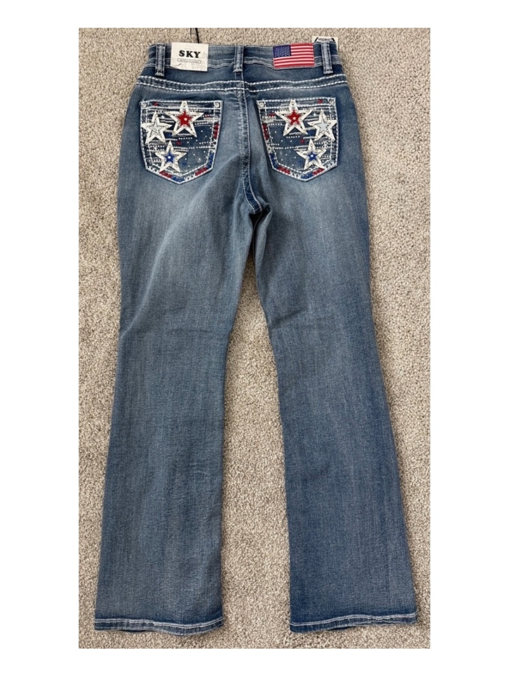 Sky nwt size 11 / 30 Bootcut Jeans with Red, White & Blue Star Pockets